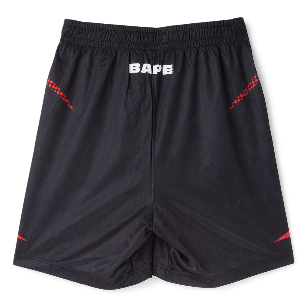 A Bathing Ape Ape Flame Monogram Jacquard Relaxed Fit Football Shorts M (Black) - Image 2