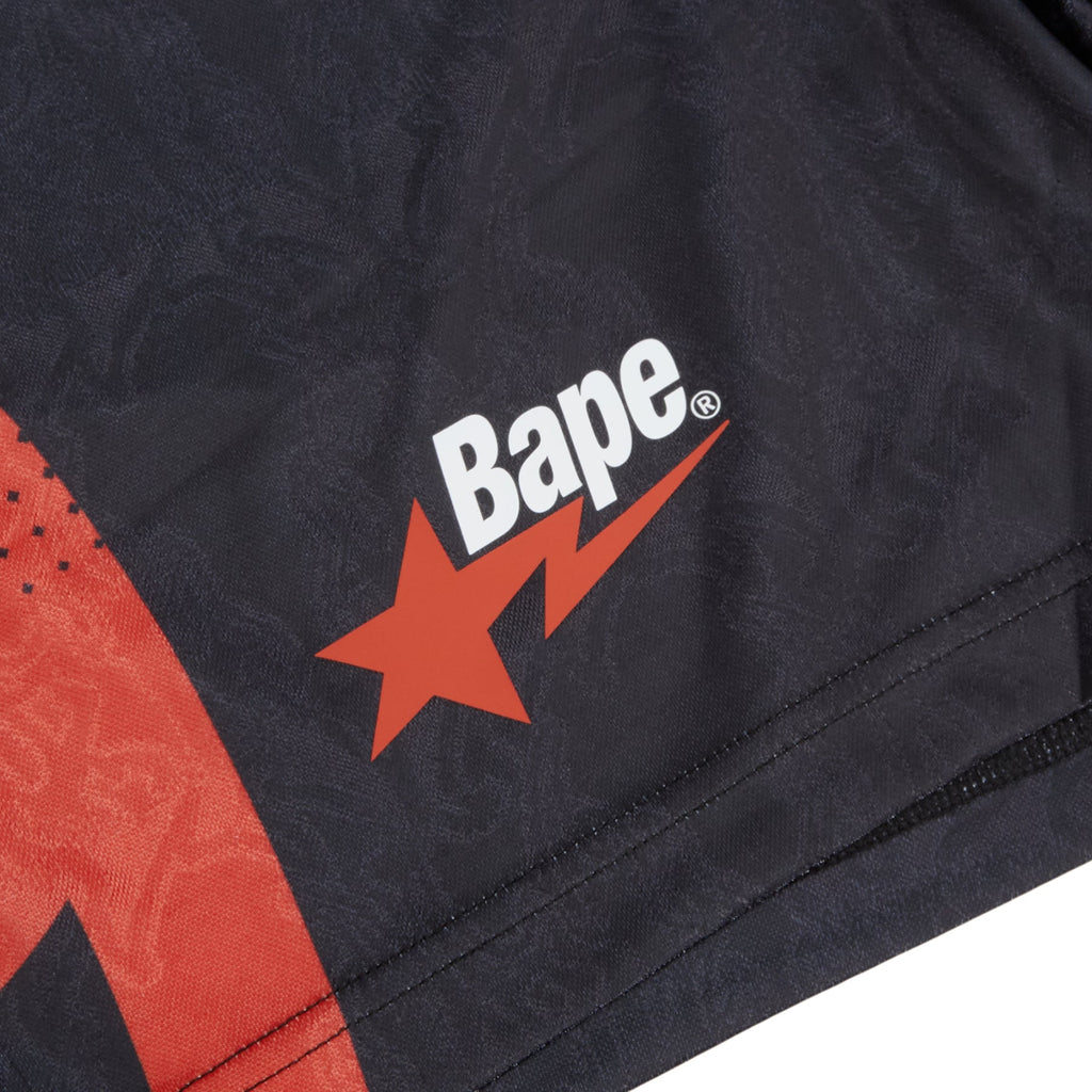 A Bathing Ape Ape Flame Monogram Jacquard Relaxed Fit Football Shorts M (Black) - Image 6