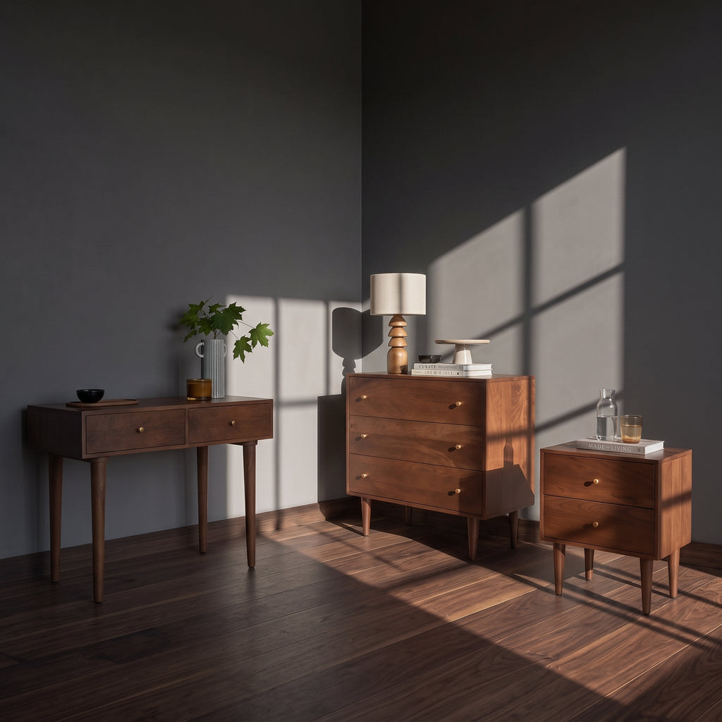 Scandinavian Walnut Oslo Console, Dressing Table, and Desk - Image 6