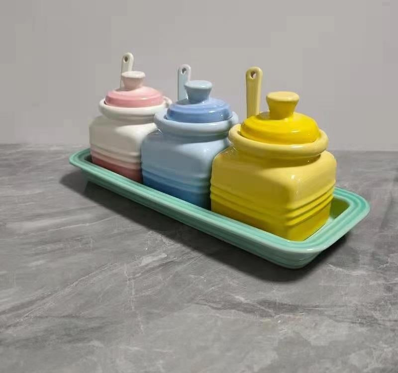 Colorful Kitchen Seasoning Jar with Spoon - Image 2