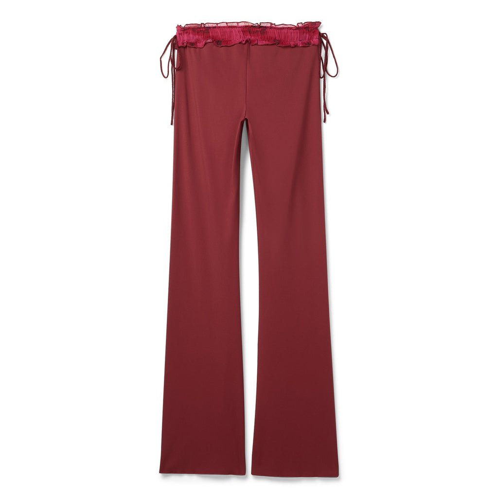 Danielle Guizio Ruched Side Tie Stretch Pant (Bordeaux) - Image 2