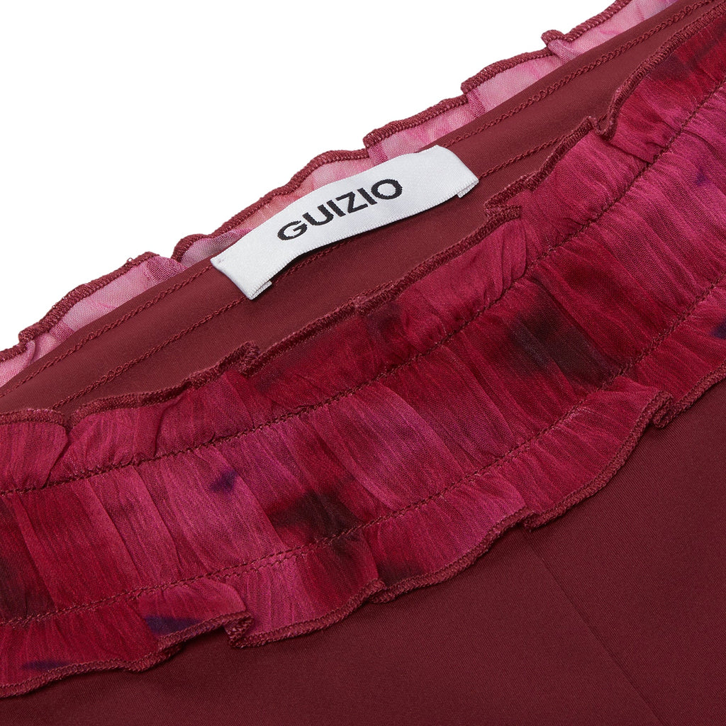 Danielle Guizio Ruched Side Tie Stretch Pant (Bordeaux) - Image 4