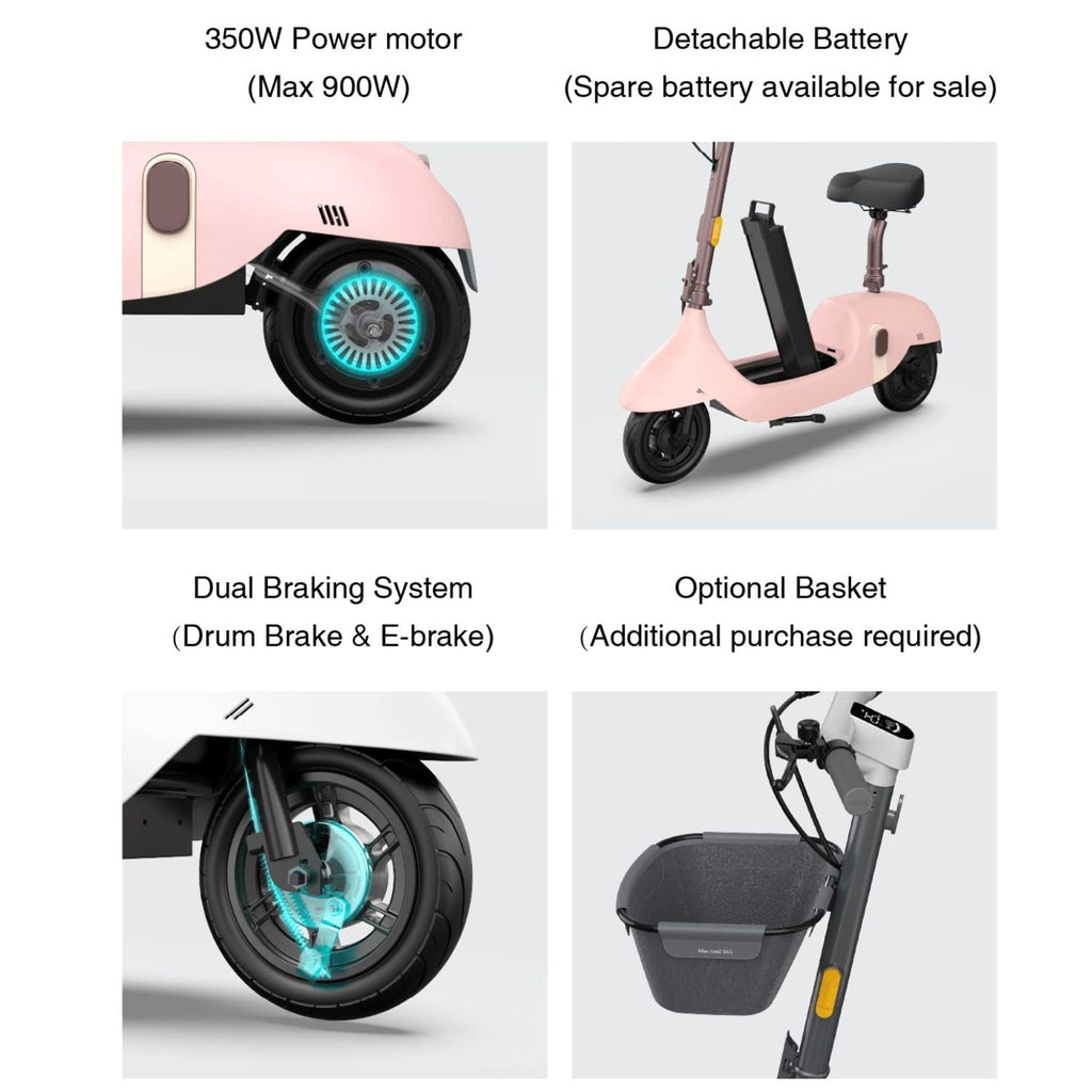 OKAI - Ceetle Pro Electric Scooter with Foldable Seat w/35 Miles Max Range & 15.5mph Top Speed - Black - Image 3
