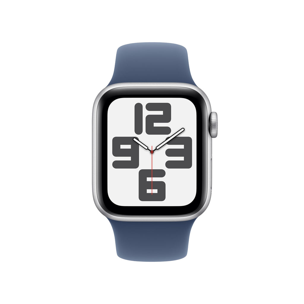 Apple Watch SE 2nd Generation (GPS) 40mm Aluminum Case with Denim Sport Band - S/M - Silver - (2024) - MXEC3LL/A - Image 2