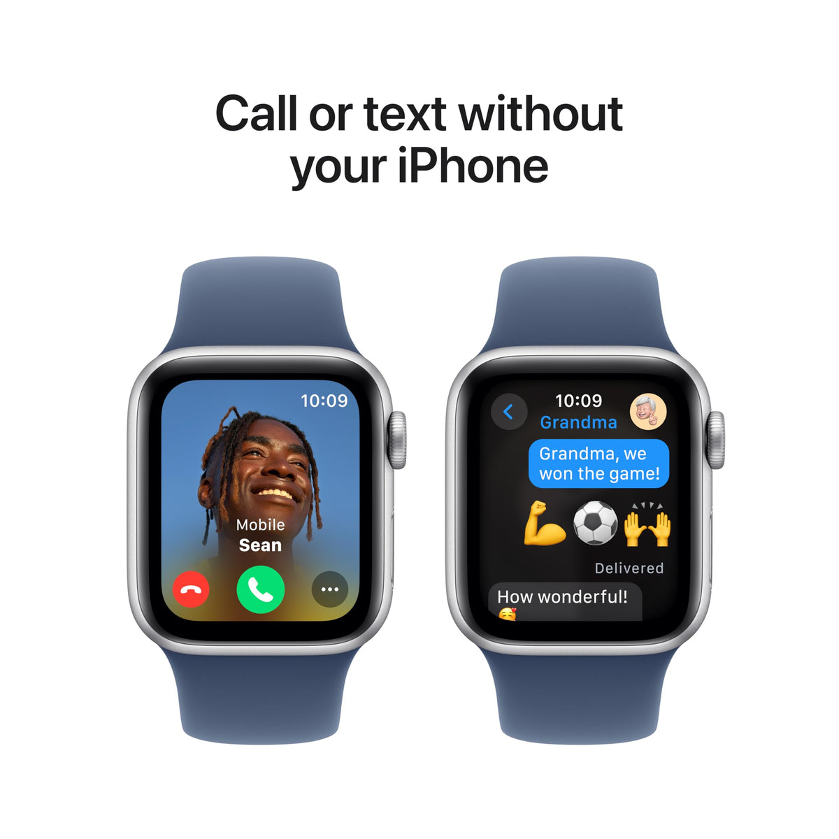 Apple Watch SE 2nd Generation (GPS) 40mm Aluminum Case with Denim Sport Band - S/M - Silver - (2024) - MXEC3LL/A - Image 4