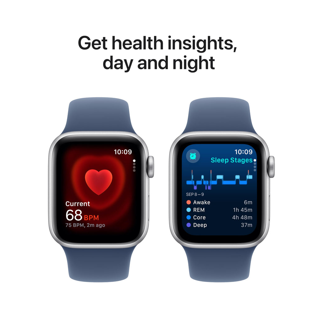 Apple Watch SE 2nd Generation (GPS) 40mm Aluminum Case with Denim Sport Band - S/M - Silver - (2024) - MXEC3LL/A - Image 5