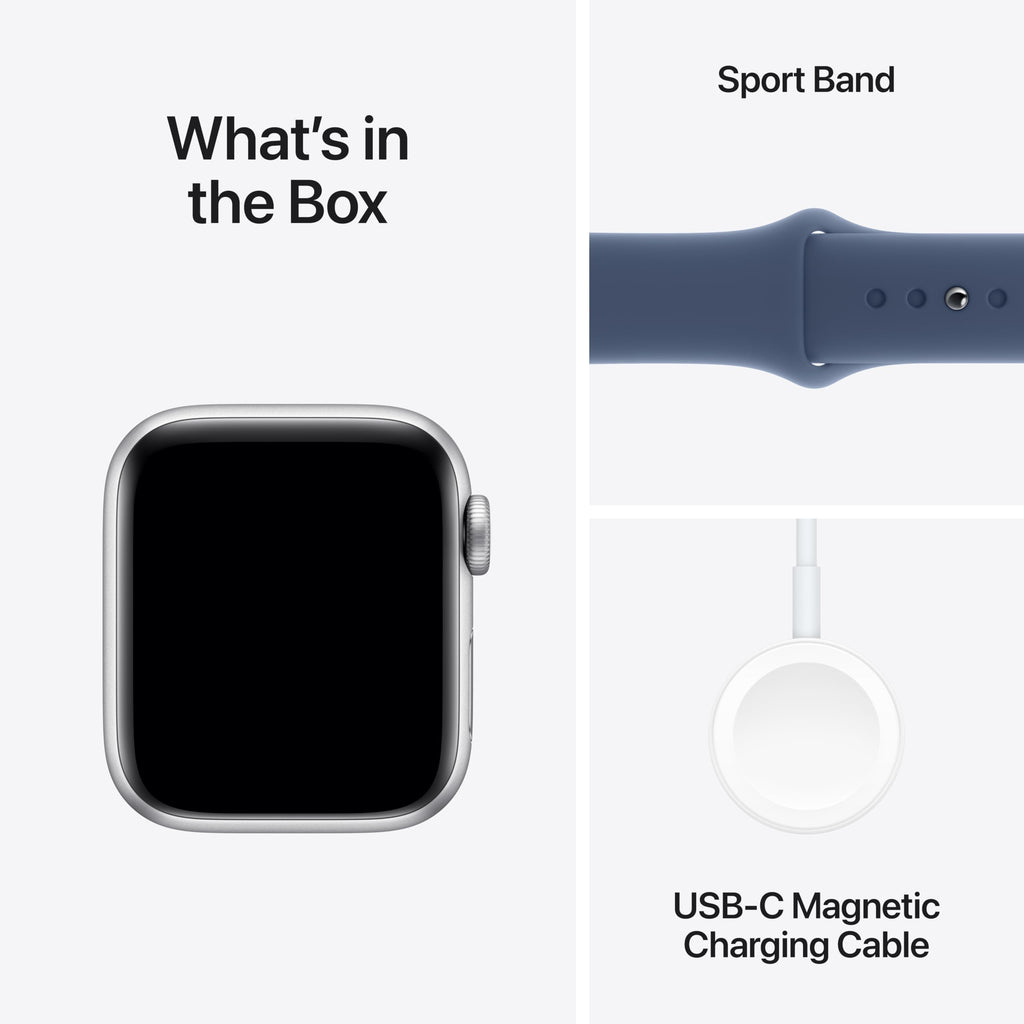 Apple Watch SE 2nd Generation (GPS) 40mm Aluminum Case with Denim Sport Band - S/M - Silver - (2024) - MXEC3LL/A - Image 6