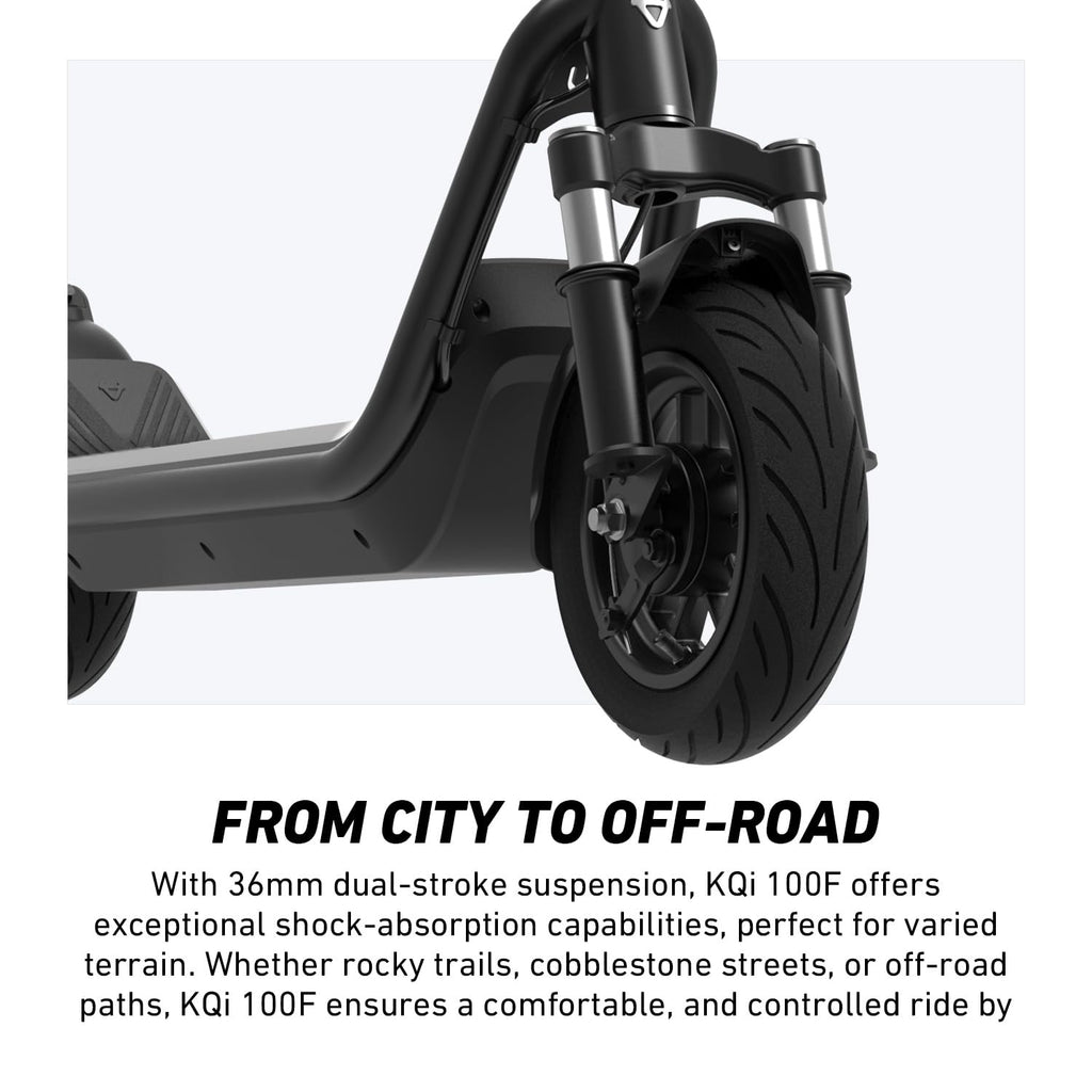NIU - KQi 100F Foldable Electric Kick Scooter w/ 15.5 mi Max operating Range & 15.5 mph Max Speed - Gray - Image 3