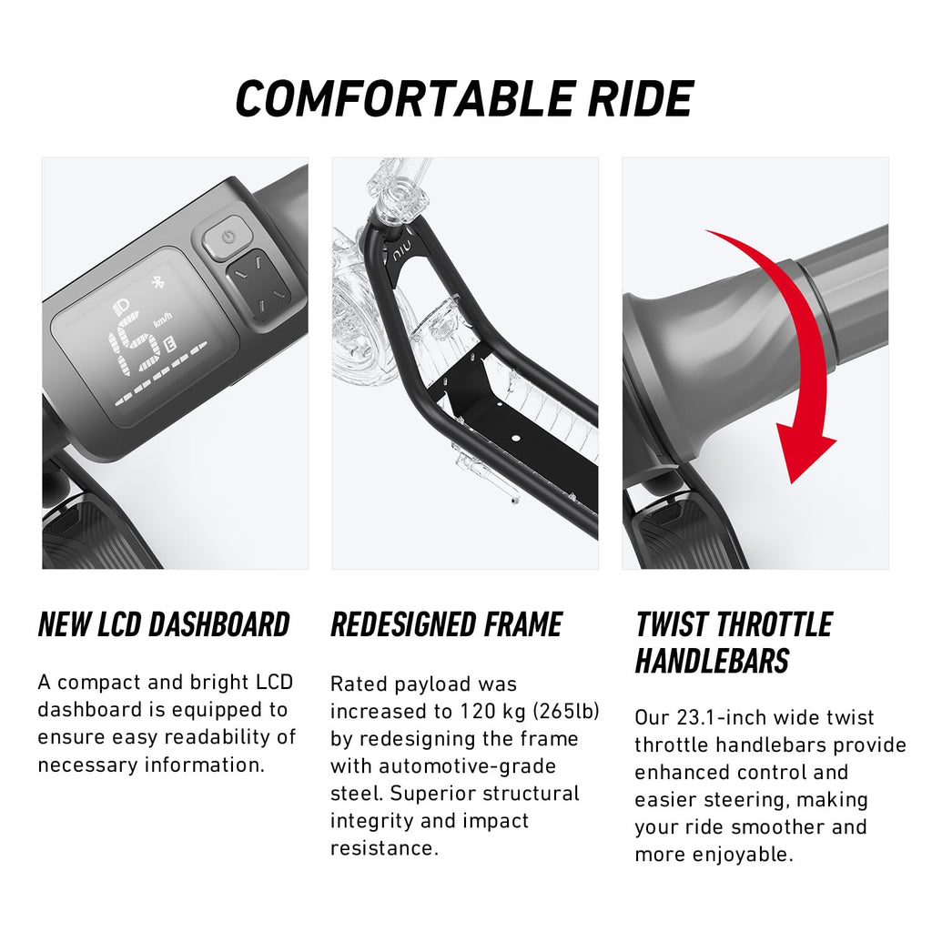 NIU - KQi 100F Foldable Electric Kick Scooter w/ 15.5 mi Max operating Range & 15.5 mph Max Speed - Gray - Image 5