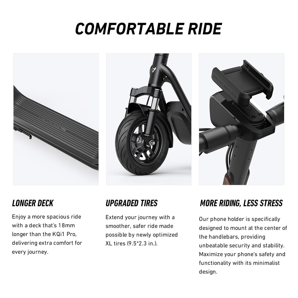 NIU - KQi 100F Foldable Electric Kick Scooter w/ 15.5 mi Max operating Range & 15.5 mph Max Speed - Gray - Image 6