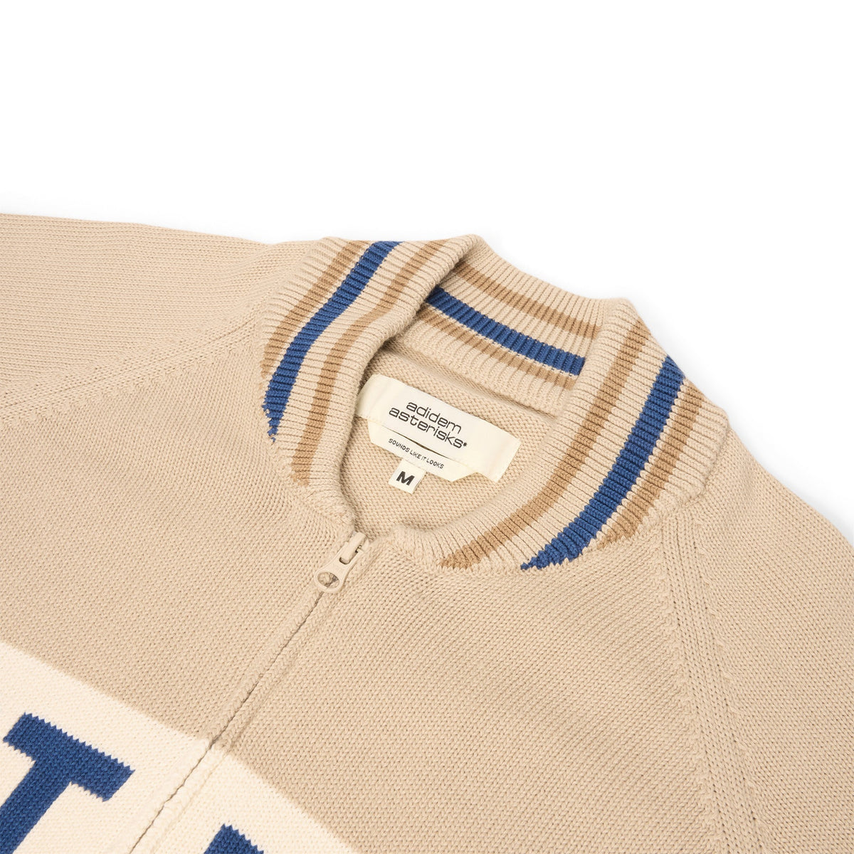 Adidem Asterisks Knit Sport Zip Up Sweater (Beige) - Image 3