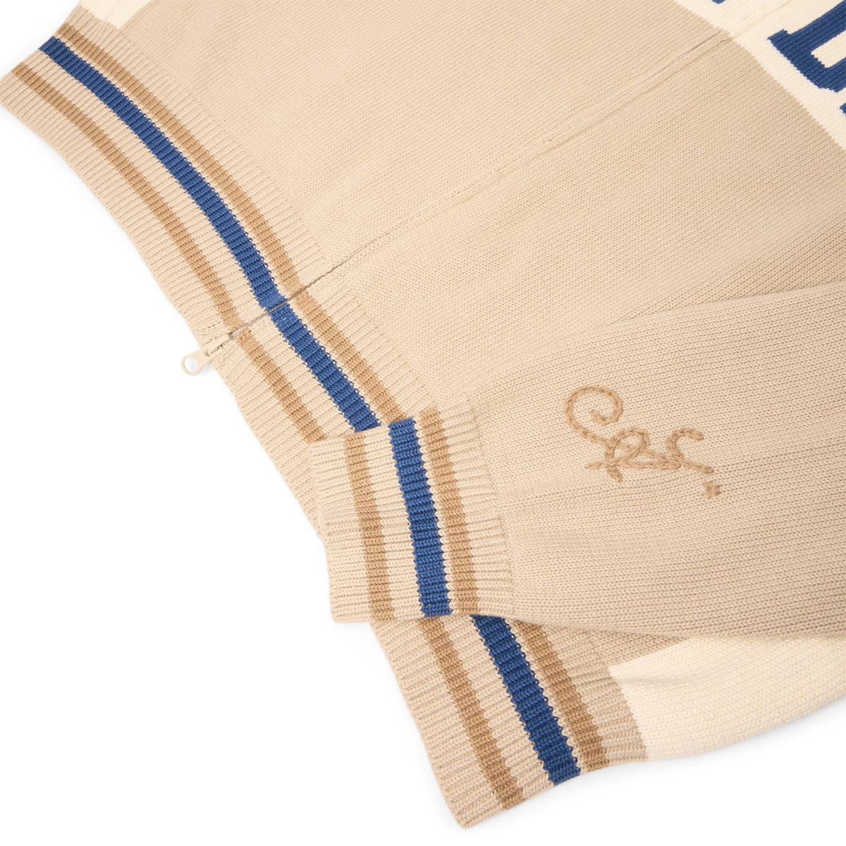 Adidem Asterisks Knit Sport Zip Up Sweater (Beige) - Image 5
