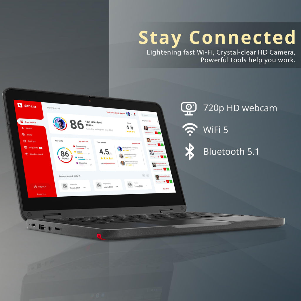 Lenovo 300e Chromebook Gen 3 - HD Touch - AMD 3015Ce - 4GB RAM - 32GB SSD - Gray - 82JAS03X00 - Image 3