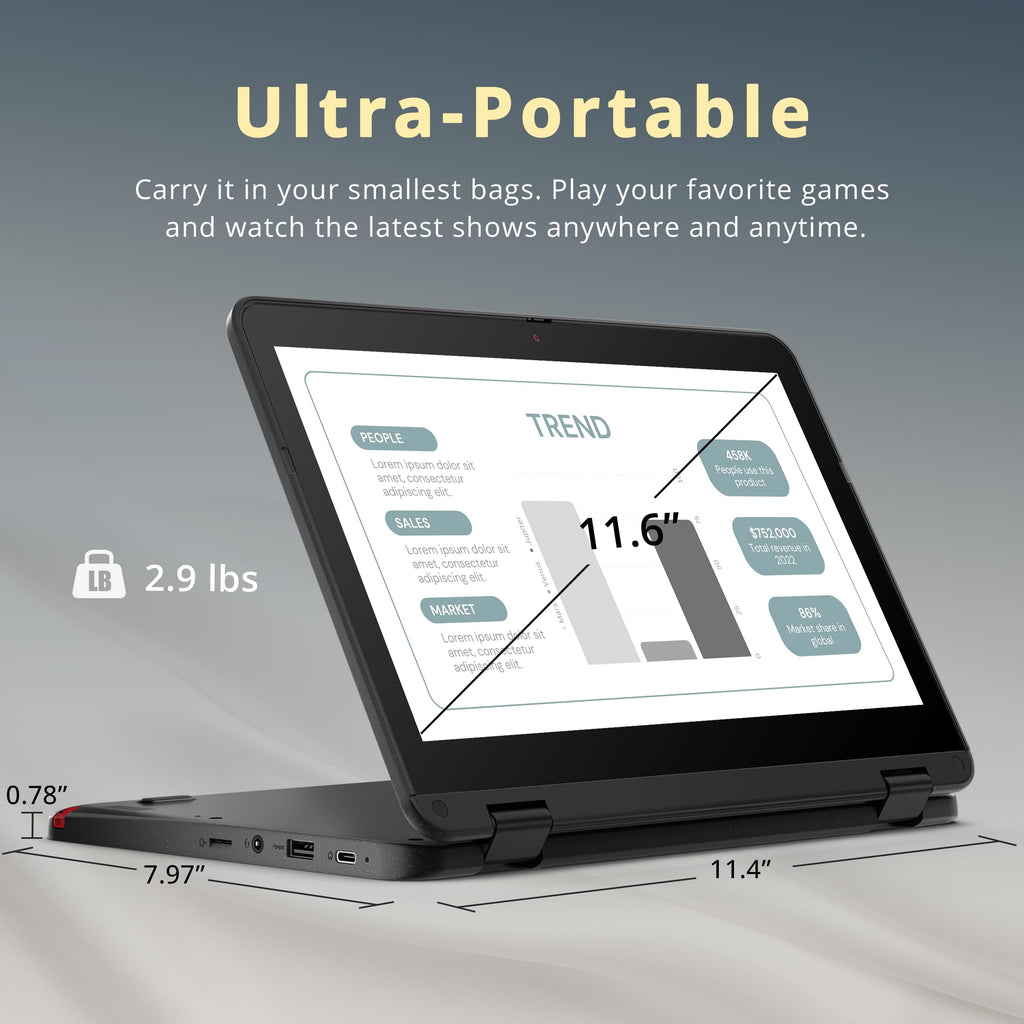 Lenovo 300e Chromebook Gen 3 - HD Touch - AMD 3015Ce - 4GB RAM - 32GB SSD - Gray - 82JAS03X00 - Image 8