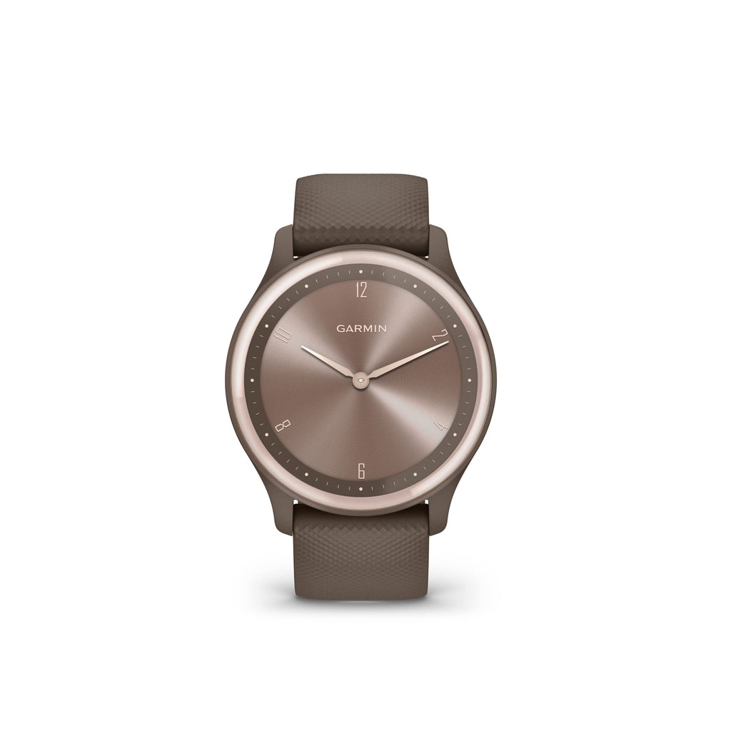 Garmin Vivomove Sport 40mm Cocoa Case with Cocoa & Peach Gold Silicone Band – 010-02566-02 - Image 2
