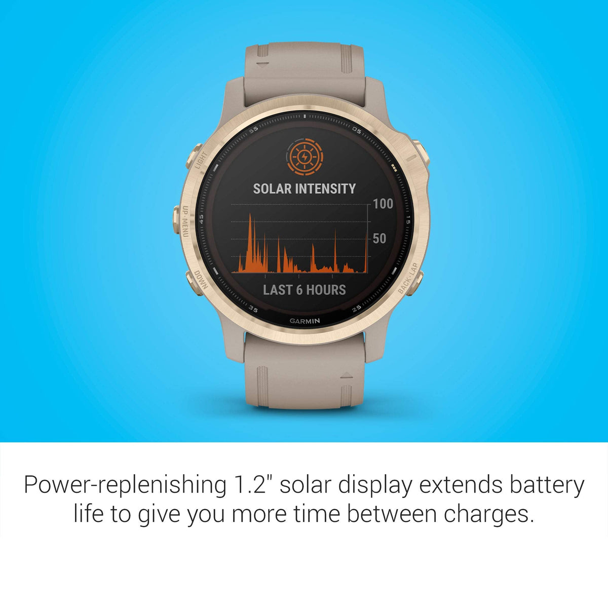 Garmin fenix 6S Pro Solar 42mm Light Gold with Light Sand Band - 010-02409-10 - Image 2
