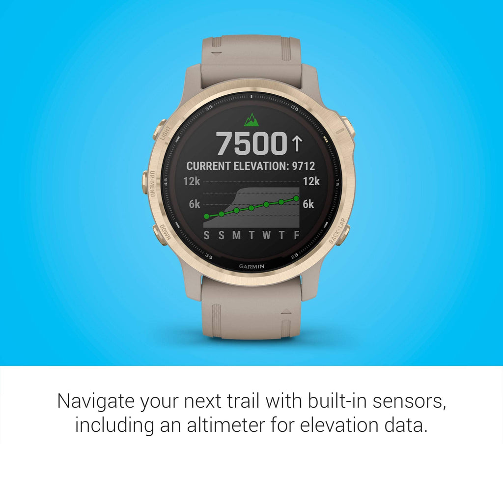 Garmin fenix 6S Pro Solar 42mm Light Gold with Light Sand Band - 010-02409-10 - Image 3