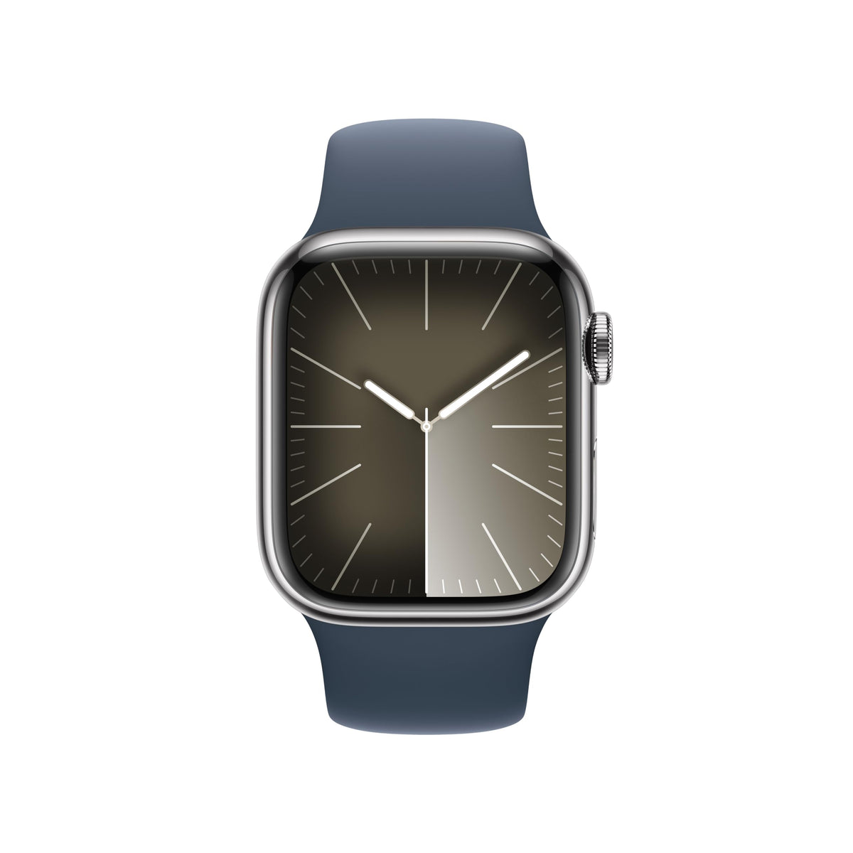 Apple Watch Series 9 (GPS + Cellular) 41mm Stainless Steel Case w/ Storm Blue Sport Band – M/L – Silver – MRJ33LL/A - Image 2