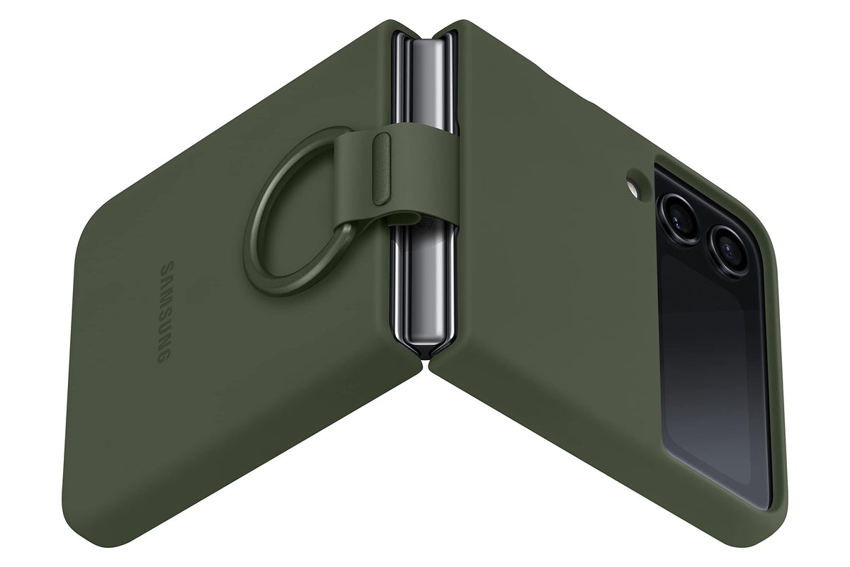 Samsung Silicone Cover with Ring for Galaxy Z Flip4 - Green - EF-PF721TGEGUS - Image 3