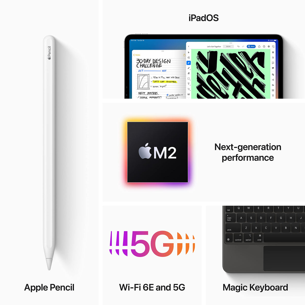 Apple – 12.9″ iPad Pro (6th Gen, 2022, Wi‑Fi + Cellular) – 1 TB – Silver – MP653LL/A - Unlocked - Image 6