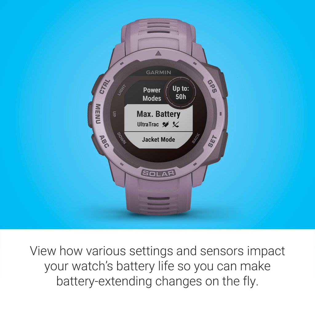 Garmin - Instinct Solar 45mm Fiber Orchid w/ Orchid Band - 010-02293-12 - Image 5
