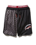 GREY CHECKERED SPLIT CORTO SWIM TRUNKS