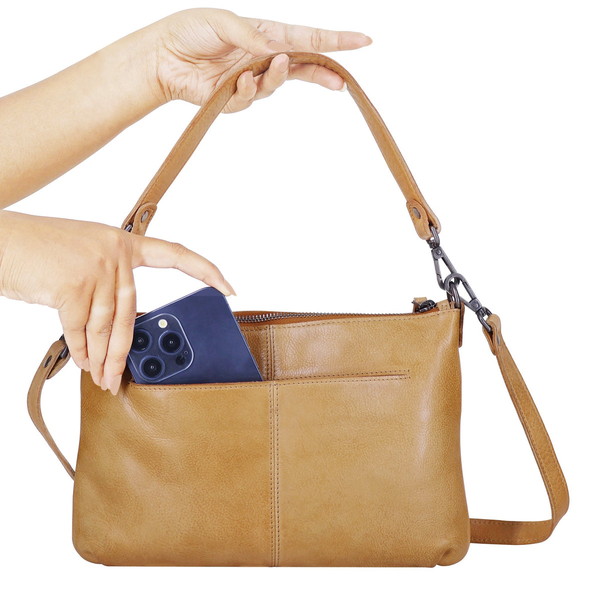 Stevie Leather Crossbody Bag - Image 17