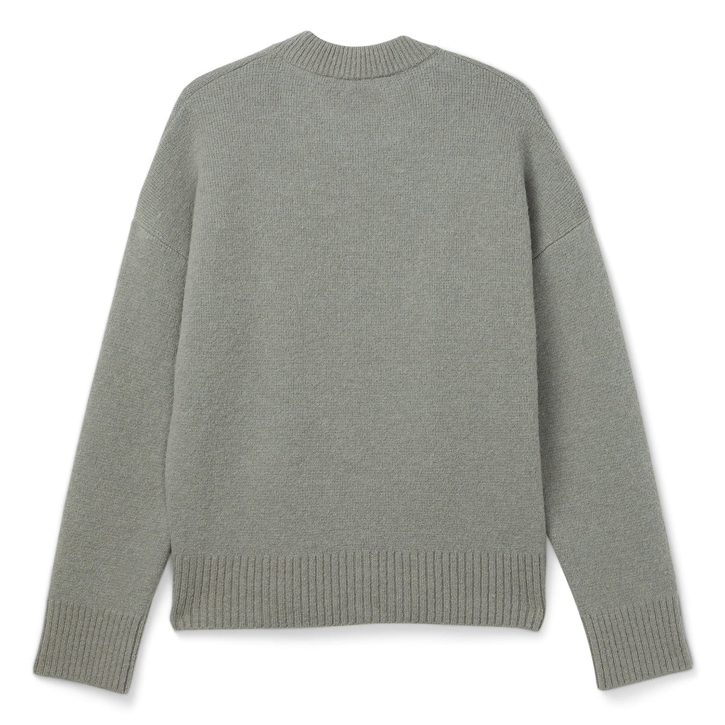 AMI Paris ADC Alpaca Crewneck Sweater (Grey/Off white) - Image 2