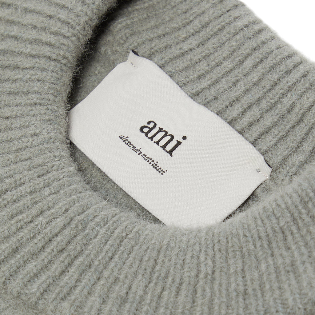 AMI Paris ADC Alpaca Crewneck Sweater (Grey/Off white) - Image 3