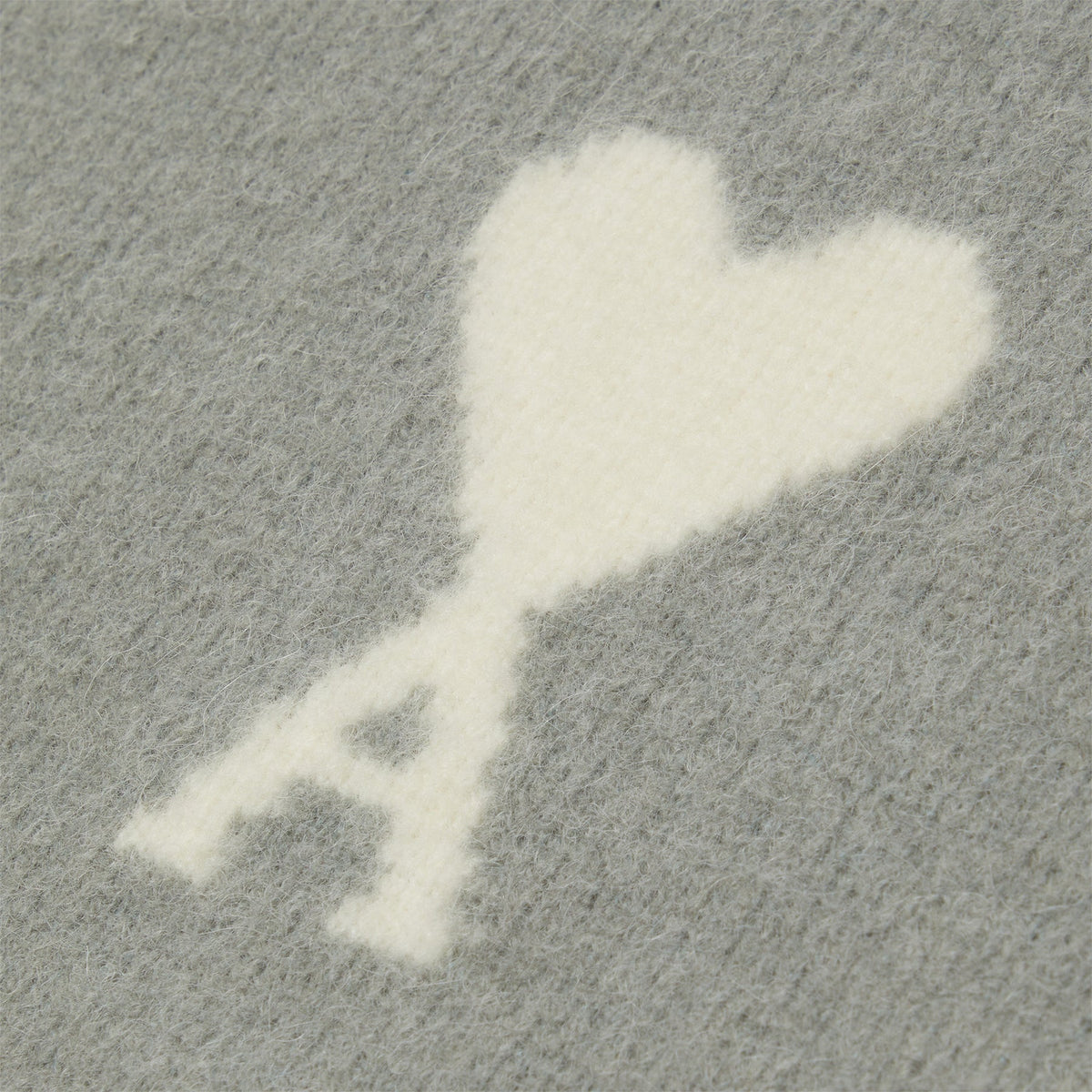 AMI Paris ADC Alpaca Crewneck Sweater (Grey/Off white) - Image 4