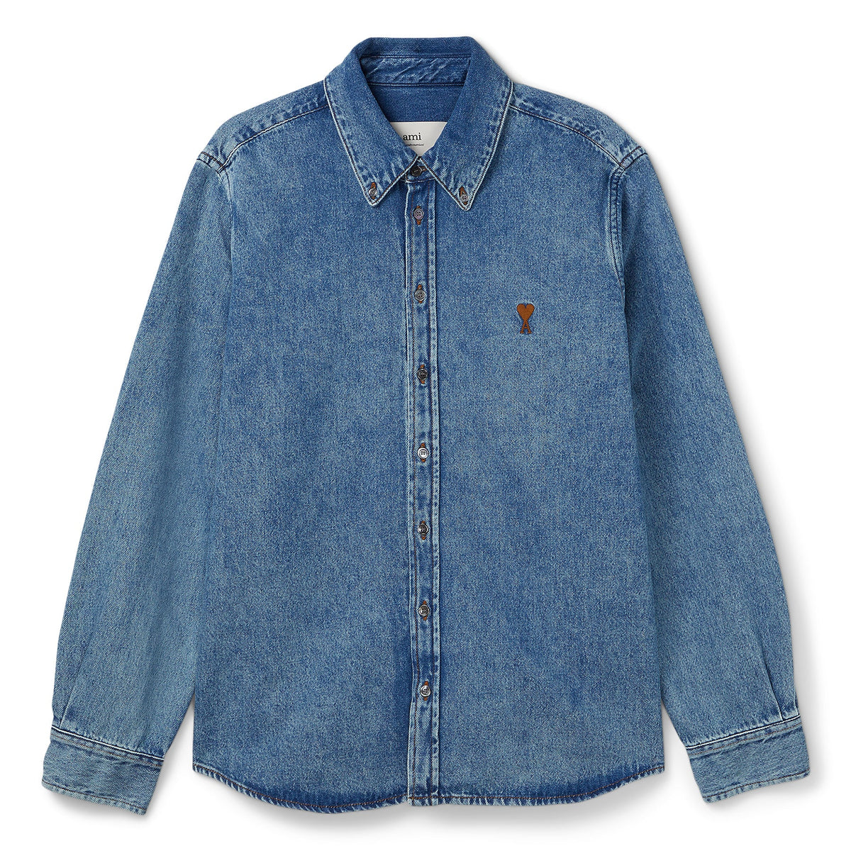 AMI Paris ADC Cotton Button-Down Shirt (Blue)