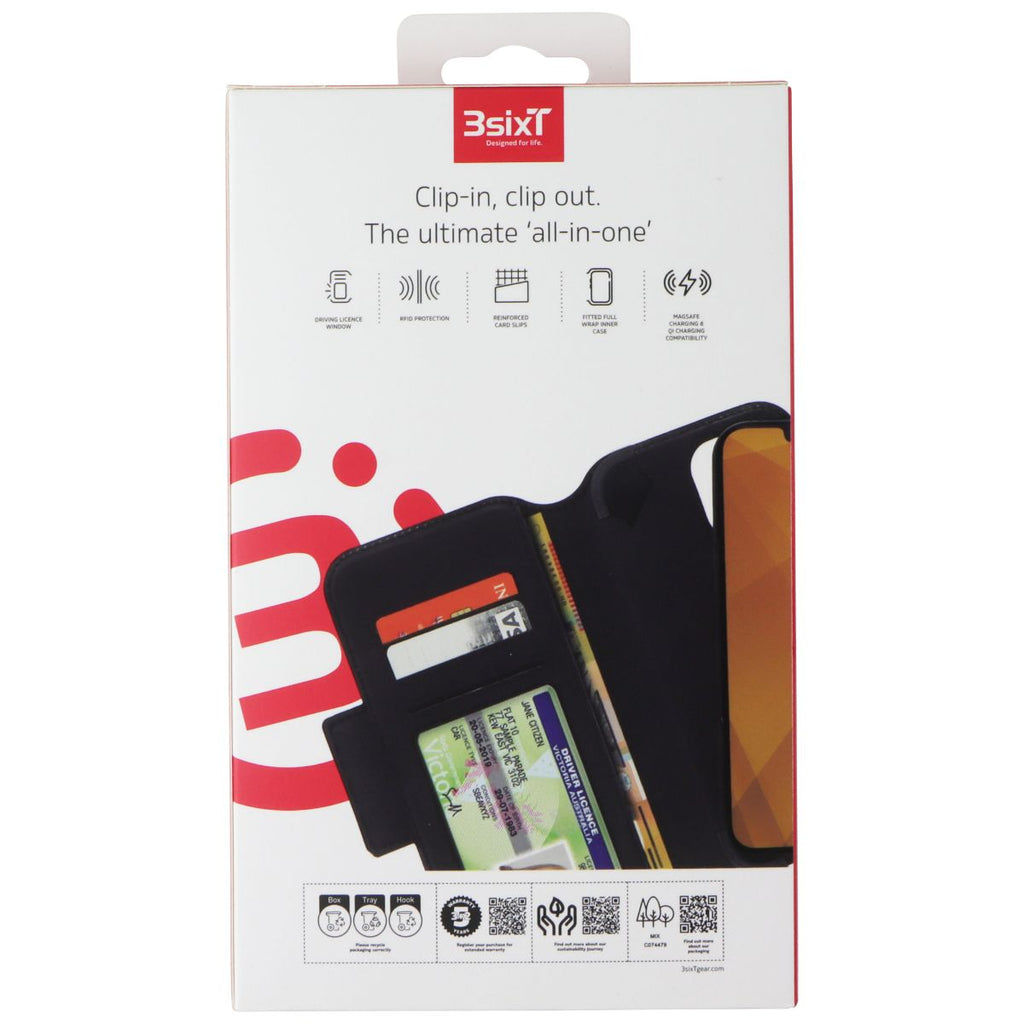 3SIXT DuoFolio Series Fold Wallet Case for Apple iPhone 13 Pro - Black - New - Image 2