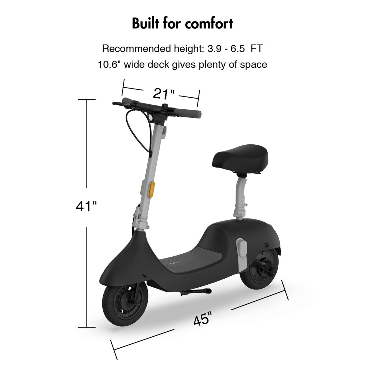 OKAI - Ceetle Pro Electric Scooter with Foldable Seat w/35 Miles Max Range & 15.5mph Top Speed - Black - Image 5