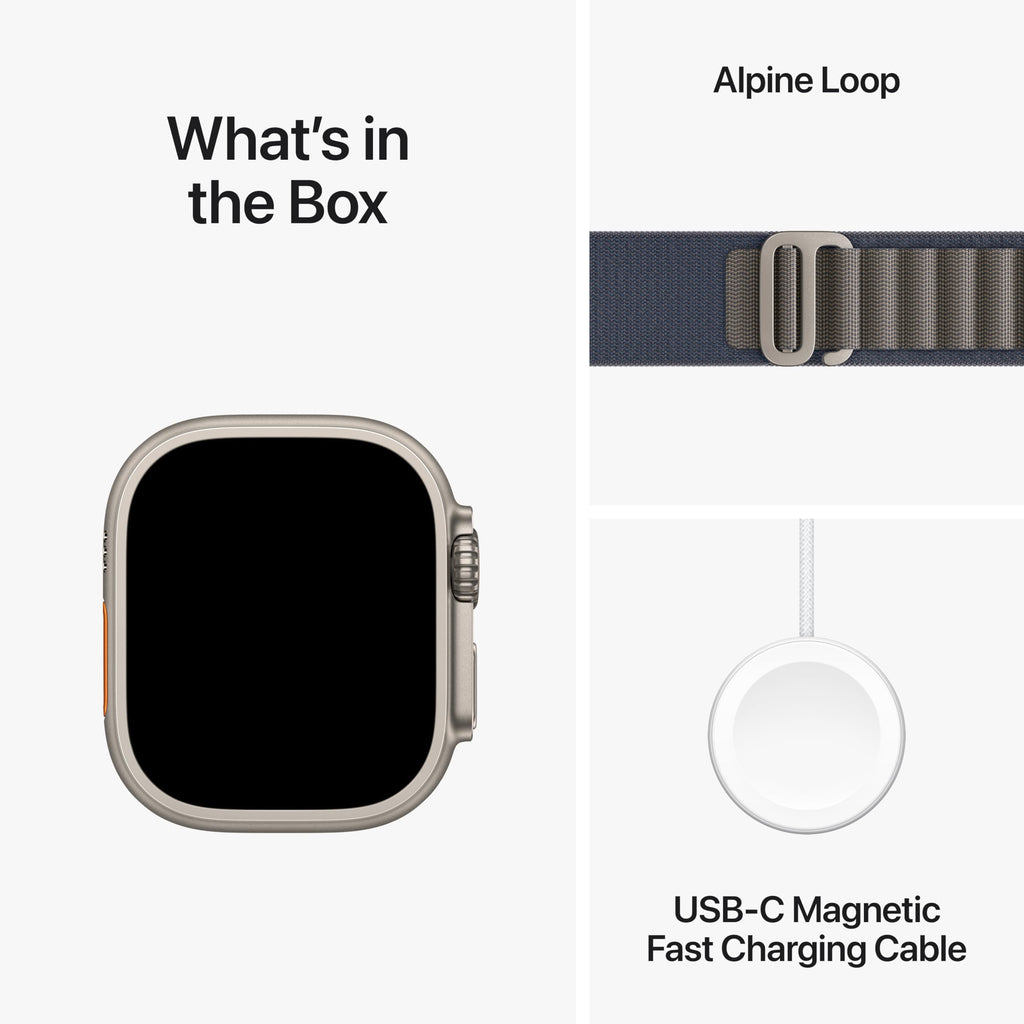 Apple Watch Ultra 2 (GPS + Cell) 49mm Titanium Case with Blue Alpine Loop - Small - MREK3LW/A - Image 6