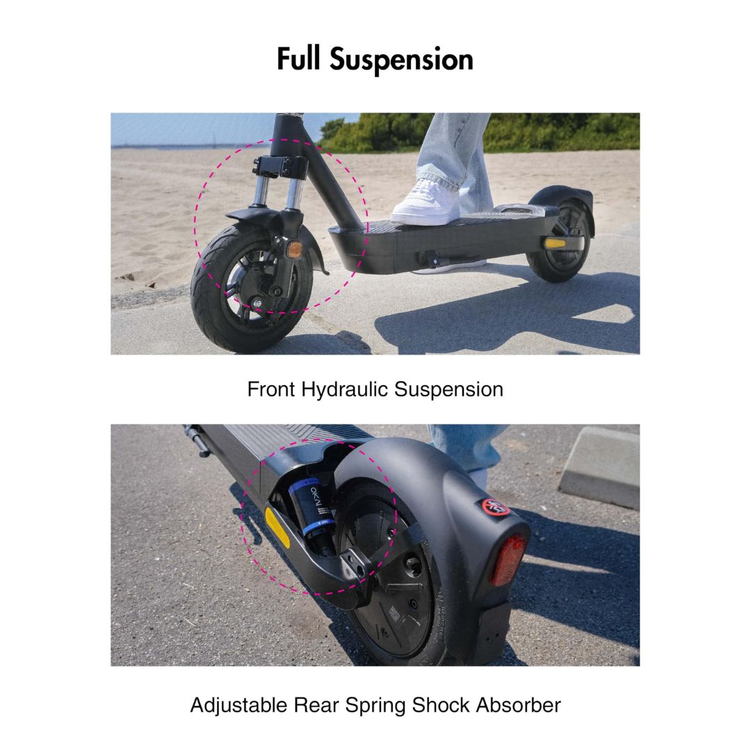 OKAI - Neon Ultra ES40 Dual-Suspension Electric Scooter w/ 43.5 Miles Max Operating Range & 24 mph Max Speed - Blue - Image 5