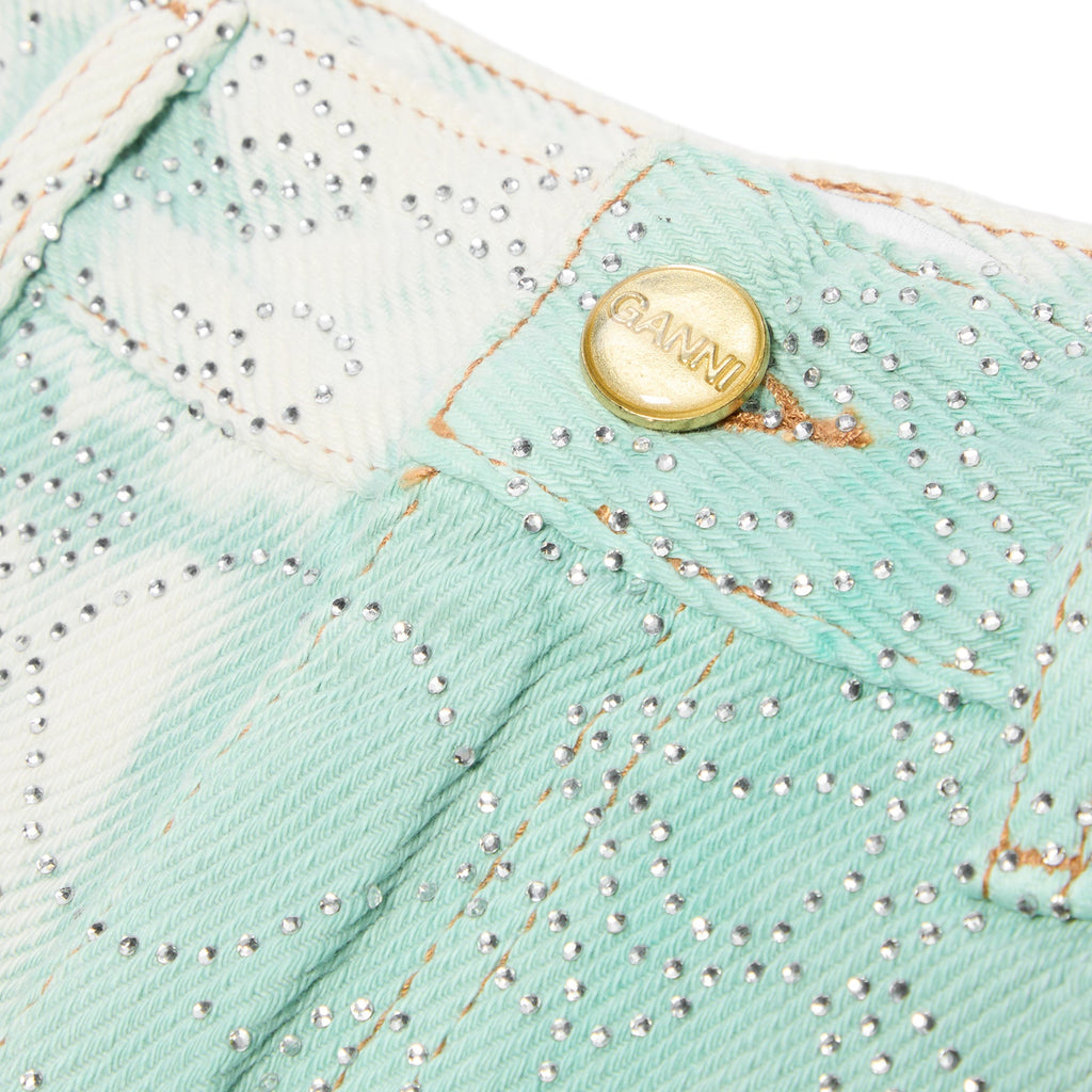 GANNI Overdyed Heavy Denim Shorts (Brook Green) - Image 3