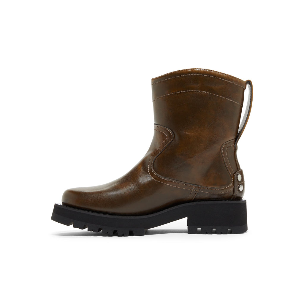 GANNI Studs Low Boot Crinkle Oleatex (Dark olive) - Image 2