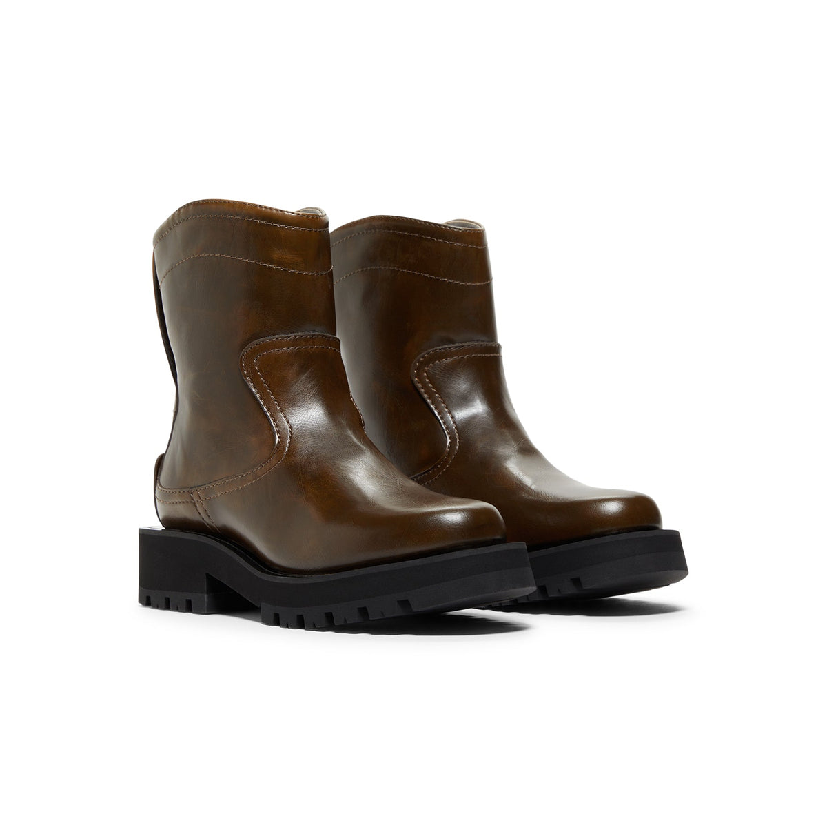 GANNI Studs Low Boot Crinkle Oleatex (Dark olive) - Image 3
