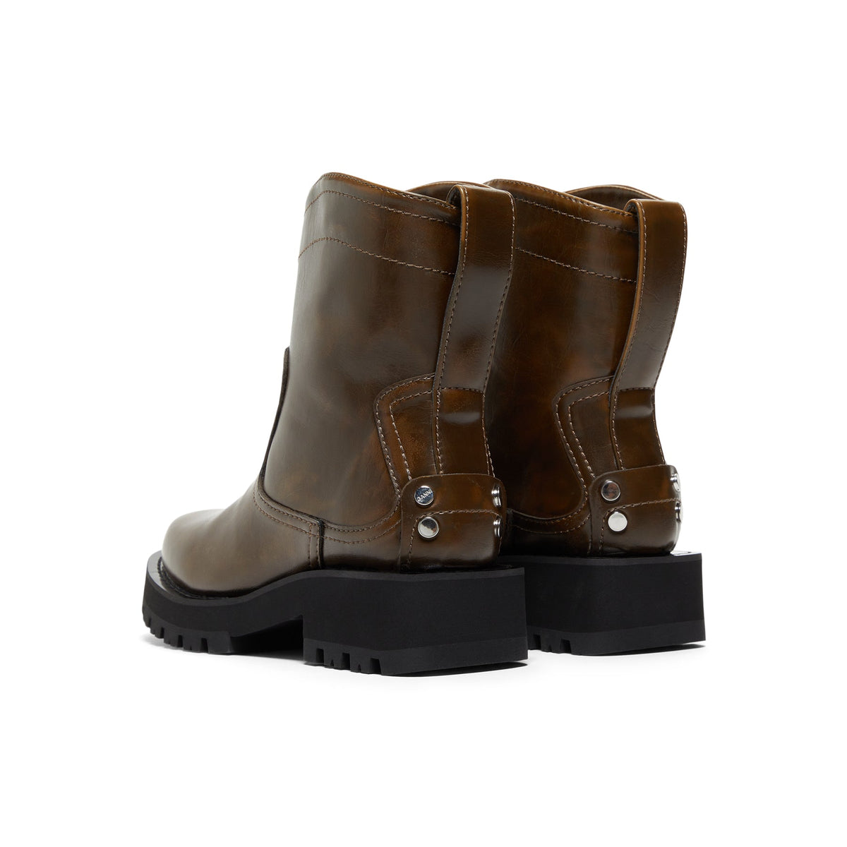 GANNI Studs Low Boot Crinkle Oleatex (Dark olive) - Image 4