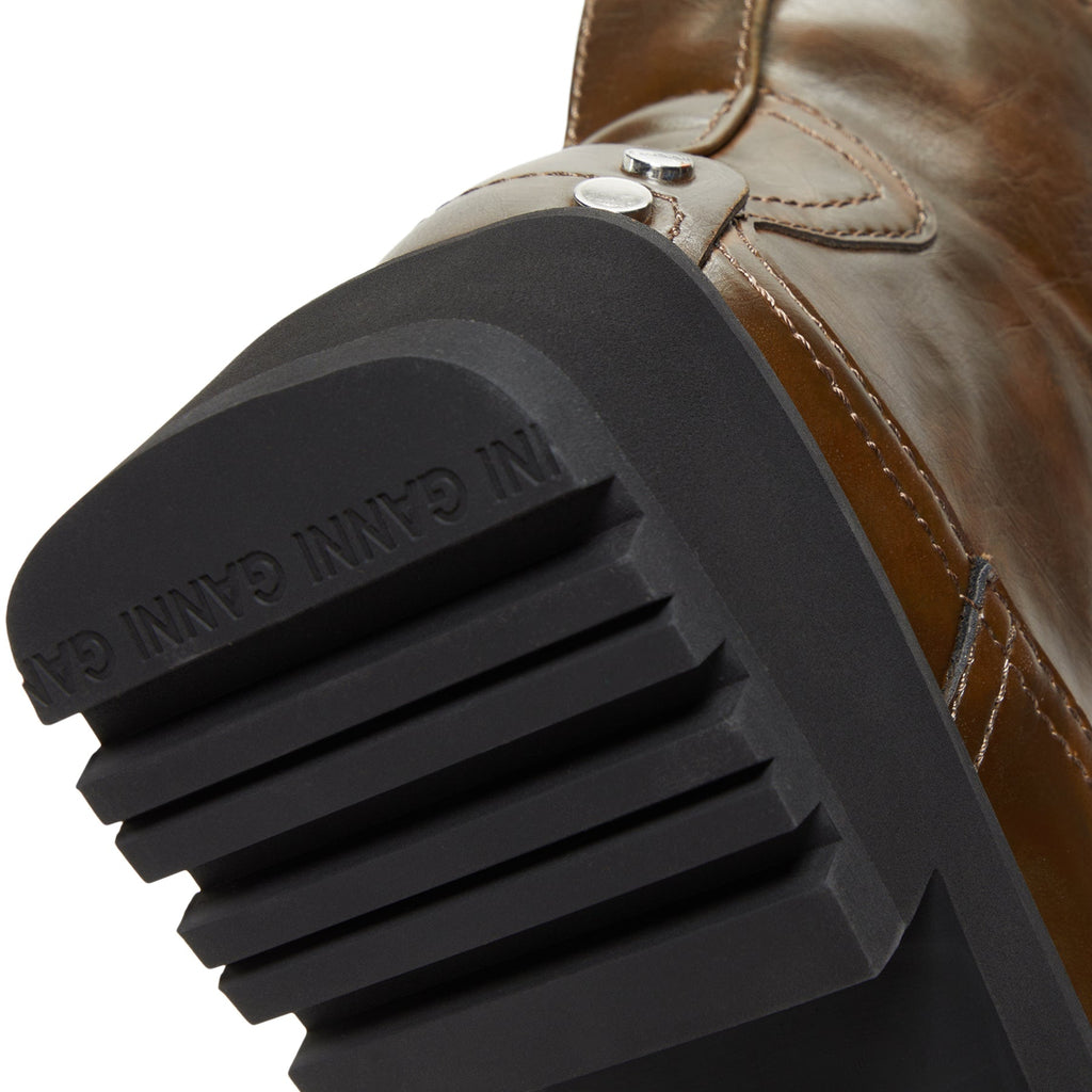 GANNI Studs Low Boot Crinkle Oleatex (Dark olive) - Image 9