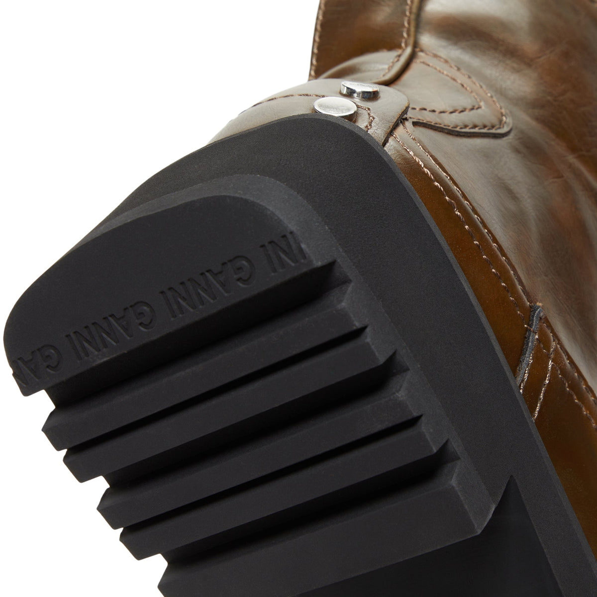 GANNI Studs Low Boot Crinkle Oleatex (Dark olive) - Image 9