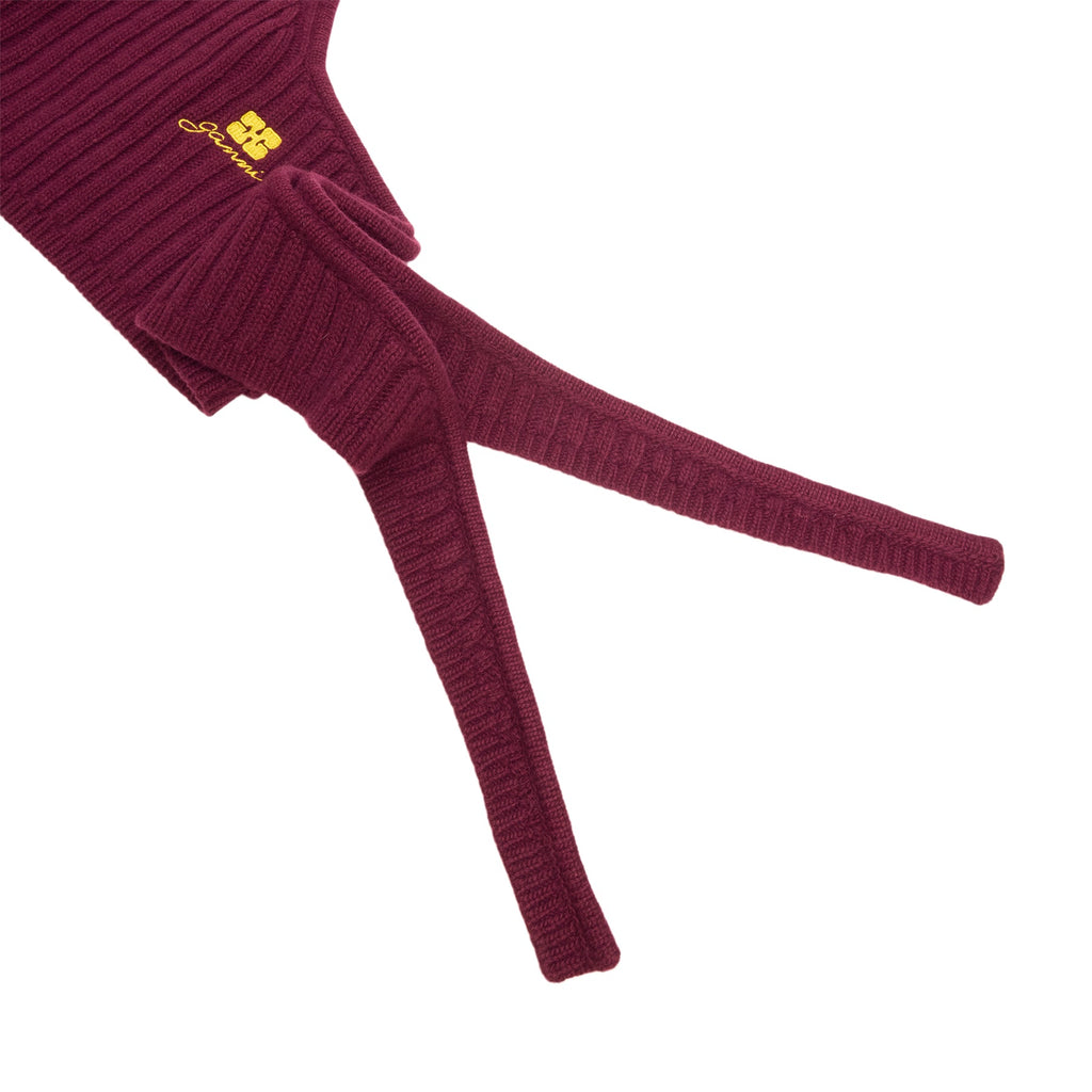 GANNI Wool Mix Knit Balaclava (Burgundy) - Image 4