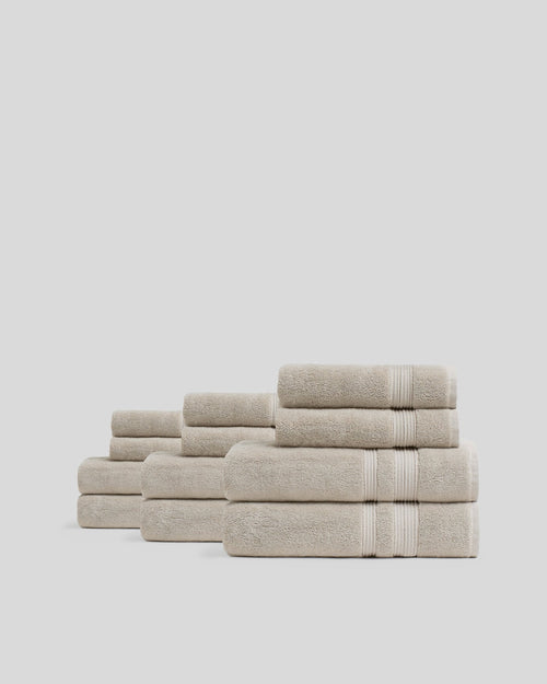 6+6 Classic Turkish Cotton Bath Bundle - Bone