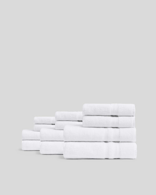 6+6 Classic Turkish Cotton Bath Bundle - White