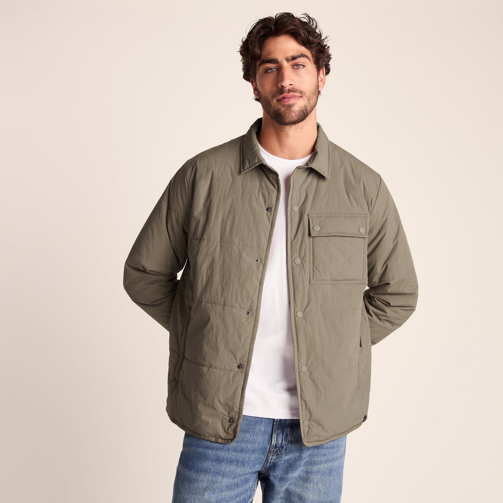 Adamson Mens Shower Resistant Insulated Shacket - Mushroom