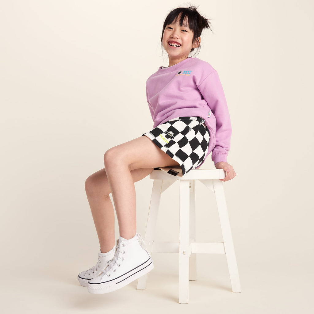 Afrino Kids Shaun the Sheep Sweatshort - Black Woolly Checkerboard - Image 4
