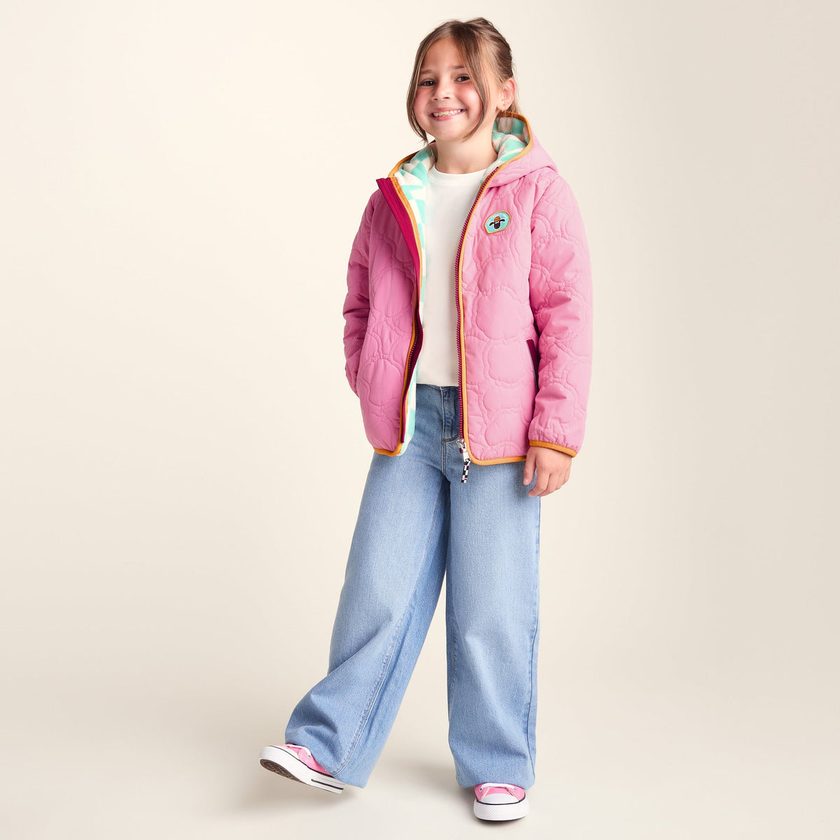 Arapawa Shaun the Sheep Kids Insulated Quilted Coat Microfleece Lining - Candy Floss Pink - Image 2