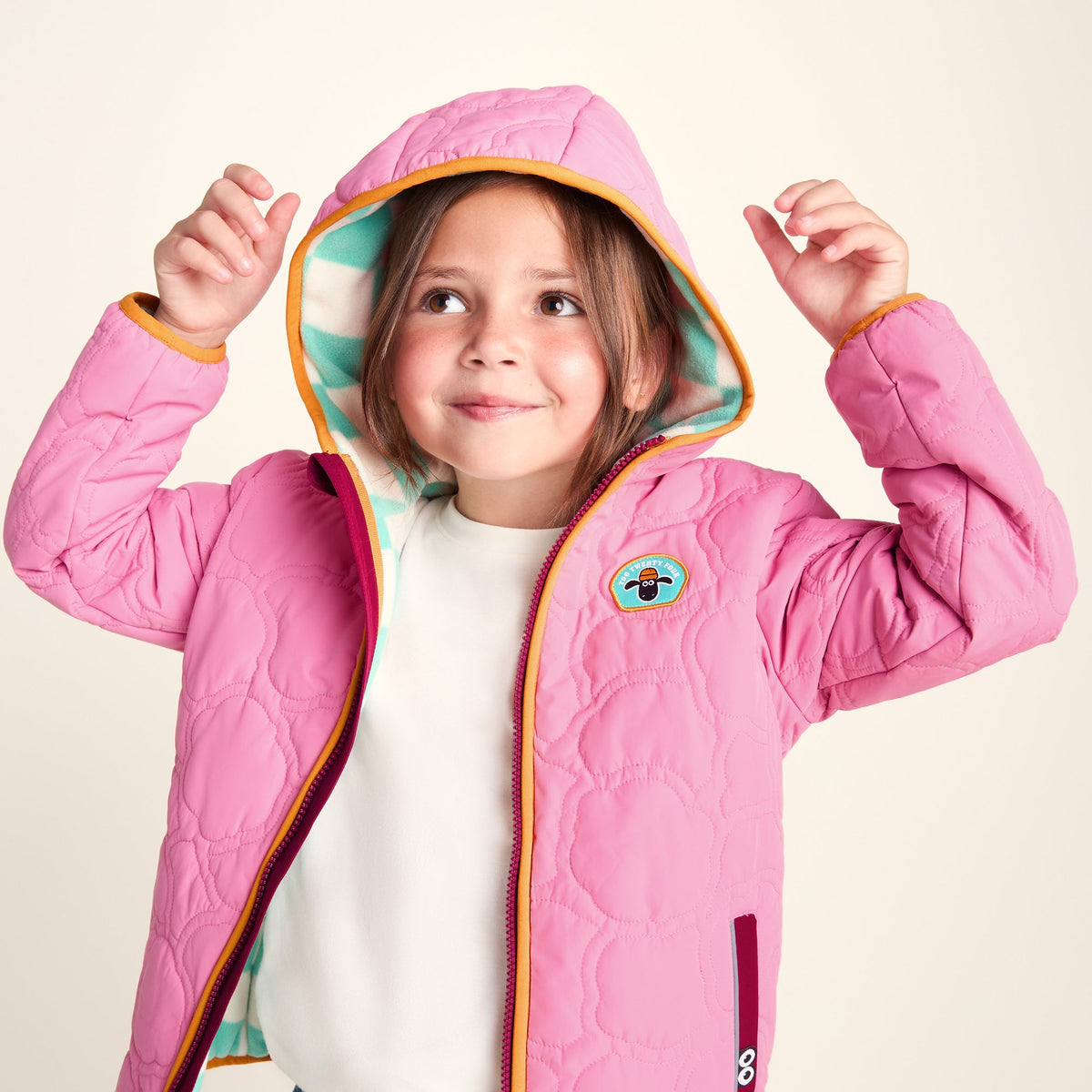 Arapawa Shaun the Sheep Kids Insulated Quilted Coat Microfleece Lining - Candy Floss Pink - Image 5