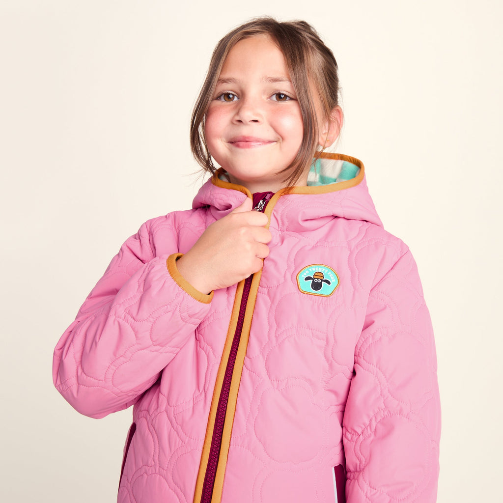 Arapawa Shaun the Sheep Kids Insulated Quilted Coat Microfleece Lining - Candy Floss Pink - Image 7