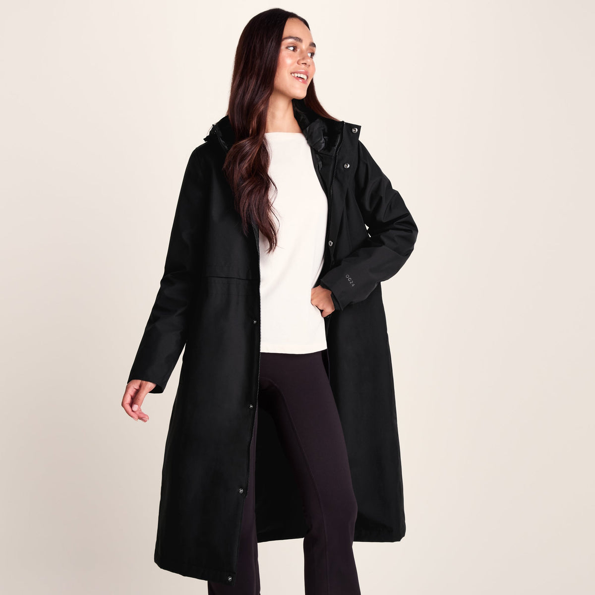 Ari Womens Longline Waterproof Insulated Trench Coat - Black